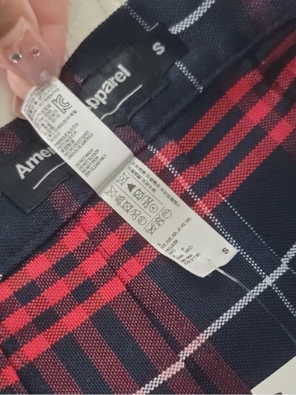 American Apparel Red and Navy Plaid Pleated Mini Skirt - Picture 8 of 10